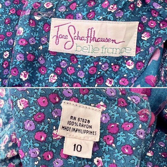 Vintage Jane Schaffhausen Belle Caftan Dress 10 W/Side Pockets Floral Boho Maxi - Picture 2 of 8